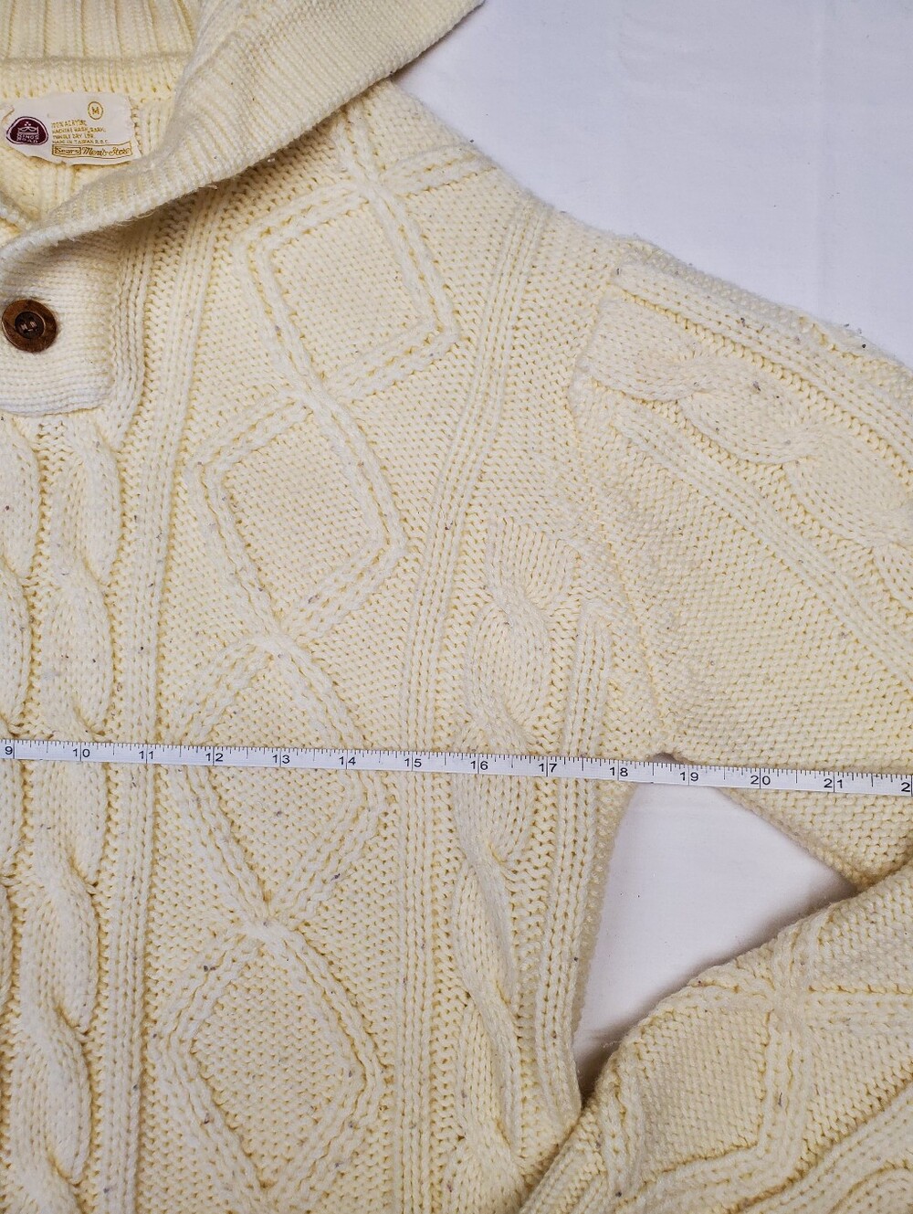 Vintage Kings Road Sears Mens M Cable Knit Pullover Sweater Cream Acrylic